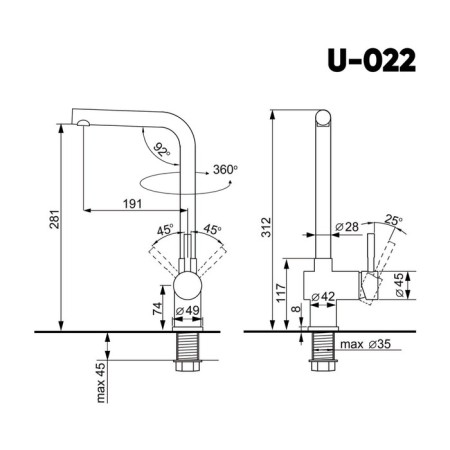 Kitchen mixer Ulgran u022-302, sandy color-2