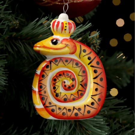 Christmas porcelain toy "snake", fastening loop, 9 cm