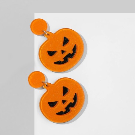 Acryl Earrings "pumpkins" ominous, black-orange color in silver-1