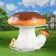 Garden figure "White Mushroom double with hare" 58x52cm