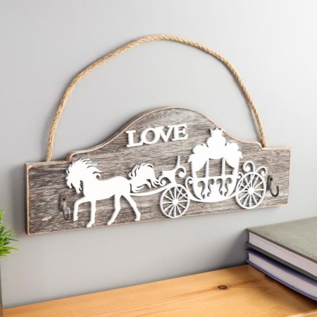 Hooks decorative wood "carriage with a horse" 13x34x3 cm-1