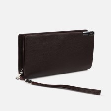 Men's purse with lightning, a section on a magnet, with a pen, brown color