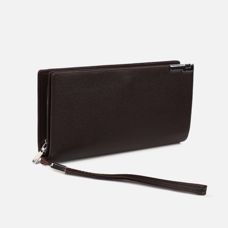 Men's purse with lightning, a section on a magnet, with a pen, brown color