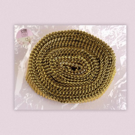 Tape with imitation of convex rhinestones, 5.75 cm, 9 ± 1 m, gold color-3