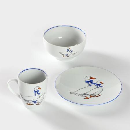 Porcelain set for breakfast "geese", 3 items-2