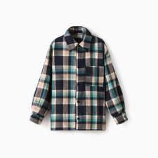 A shirt for a boy in a cage KAFTAN, p. 34 (122-128 cm), blue