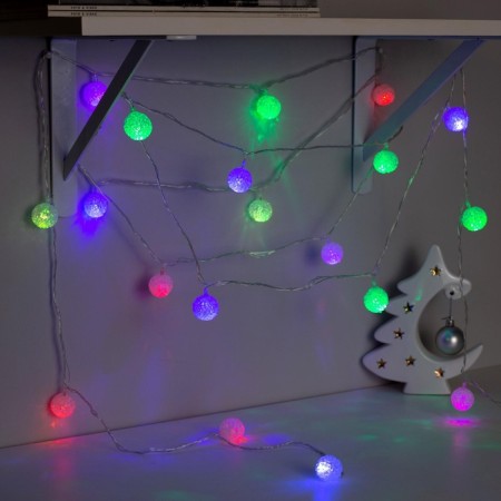 Garland “thread” 5 m with nozzles “Acrylic balls”, ip20, transparent thread, 20 LED, glow of multi (RG/RB), blinking, 220 V-5