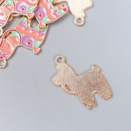 Decor for creativity metal, enamel "Multi -colored donkey" 2.1x2.7 cm-1