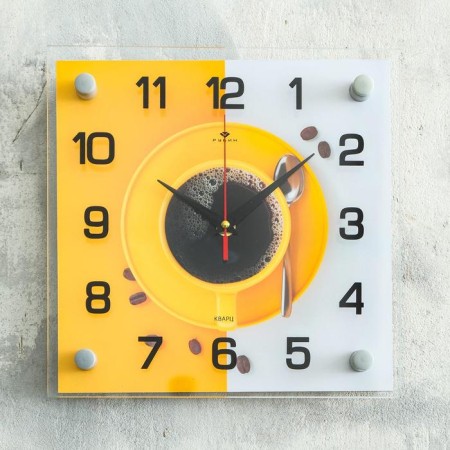 Wall clock: kitchen "coffee mug", silent, 25 x 25 cm