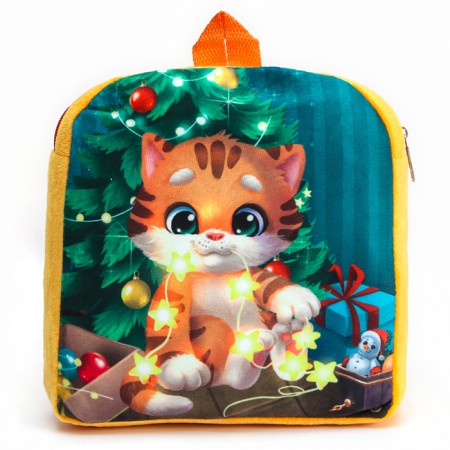 New Year's teddy children's backpack "Kitty at the Christmas tree", 26 × 24 cm, for the new year-5