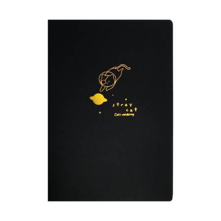 A5 sketchbook, 24 black sheets, "Cat Cosmonaut", density 110 gr., Mix-3