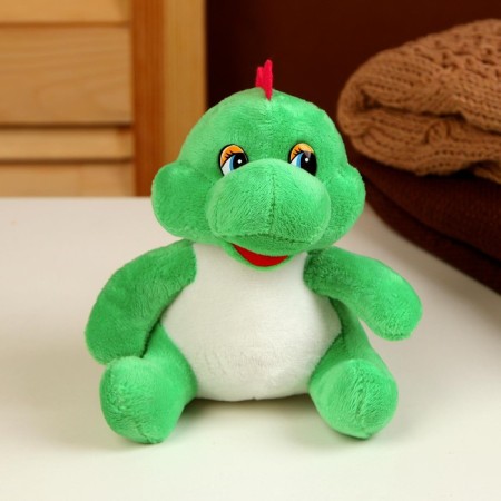 Soft toy "Dragon", with a white tummy, 14 cm, green color-1