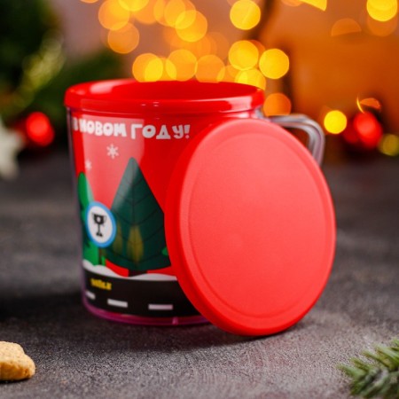 Plastic thermal circle with a new year lid!, 400 ml, Mix drawing-2