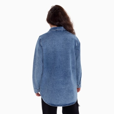 Denim shirt female, dark blue color, size S (42-44)-8