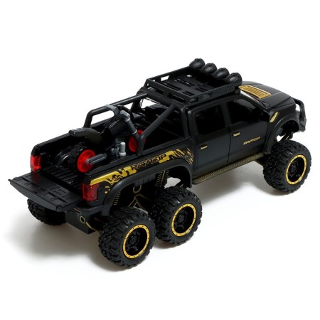 Metal jeep, 1:24, inertial, doors, hood, trunk, black color open-8