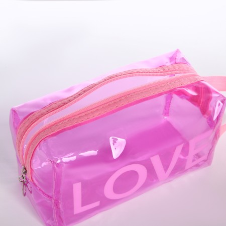 Lightning cosmetic bag, pink/transparent color-3