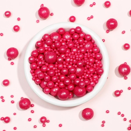 Sprinking confectionery "pearls", raspberry, 50 g-1