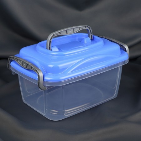 Boxing for storing sewing accessories, with a lid, 28.5 × 19.5 × 15.5 cm, the color is transparent/blue-1