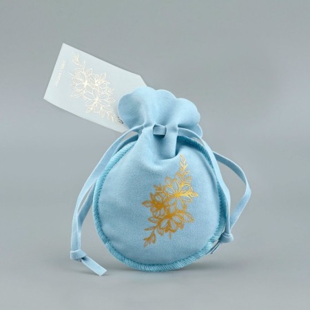 Sucker bag "flowers", blue, embossing, 9 × 12 cm