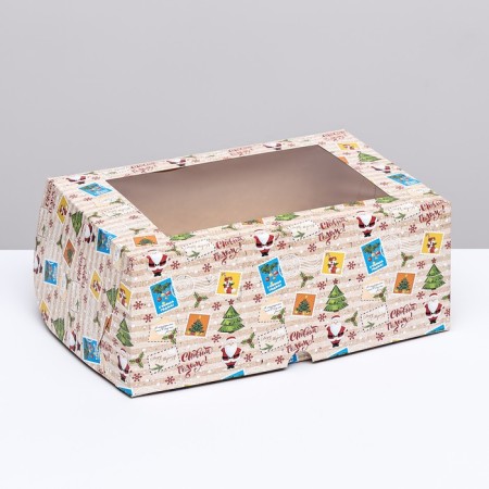 Packaging for 6 cupcakes with the “New Year's Post” window, 25 x 17 x 10 cm, 1 pc.-1
