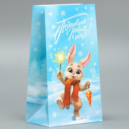 A package without pens “Happy New Year!”, Fox and bunny, 10 x 19.5 x 7 cm, New Year
