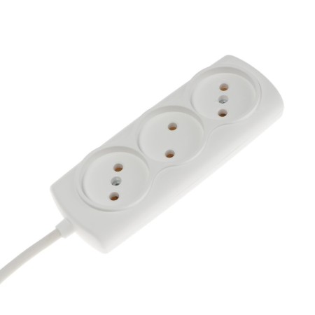 Extension cord Luazon Lighting Eco, 3 sockets, 4.5 m, 10 A, 2200 W, PVS 2x0.75 mm2, without salary, white-1