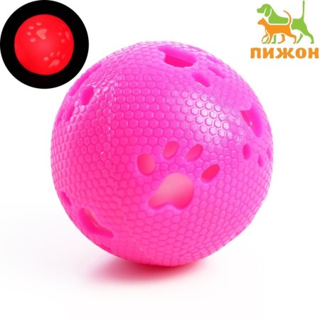 Ball with paws luminous, 7 cm, pink/white-1