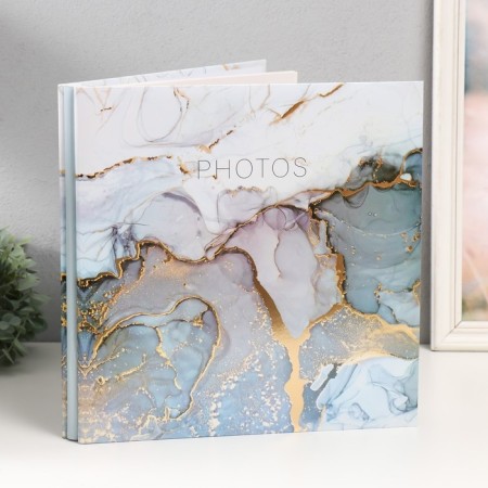 Photo album magnetic 20 sheets "marble with gold cracks" in a box 3x33.5x32.5 cm