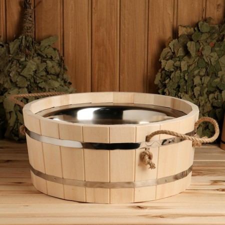 Wooden pelvis, 15 l, with stainless insert-3