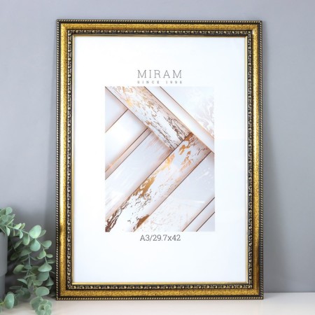 Photo frame plastic "Mira" 29.7x42 cm, (A3) gold (plastic screen)