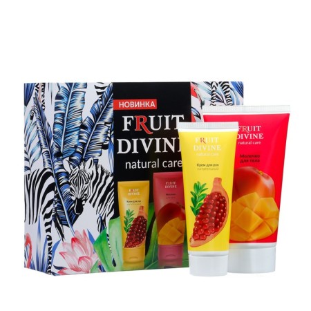Gift set Fruit Divine Zebra: hand cream, 75 ml + body milk, 150 ml