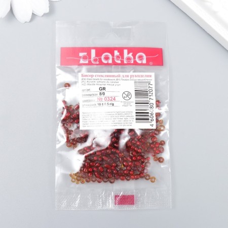 Beads "Zlatka" 08/0, 3 mm, 10 g 0324 T. Red-2