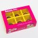 Box for sweets 6 pcs, "love is...", pink-yellow, 13.7 x 9.85 x 3.86 cm