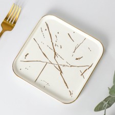 Ceramic plate for supply Gold, D = 15.5 cm, white color