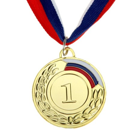 Prize medal 002, D = 5 cm. 1 place. Color is gold. With a ribbon-2