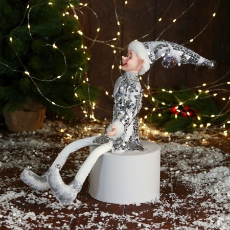 New Year's Jester "in a brilliant suit" 40 cm, silver-3