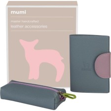 Gift set: cover for passport and key holder, blue color