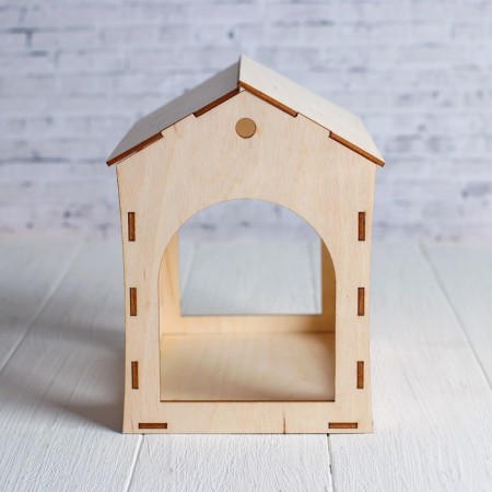 Wooden birdhouse - bird feeder, open-5