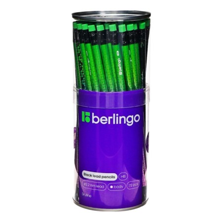 Chernographic pencil 2.2 mm Berlingo "Skyline", HB, black tree, round, sharpened, with an eraser, mix-7