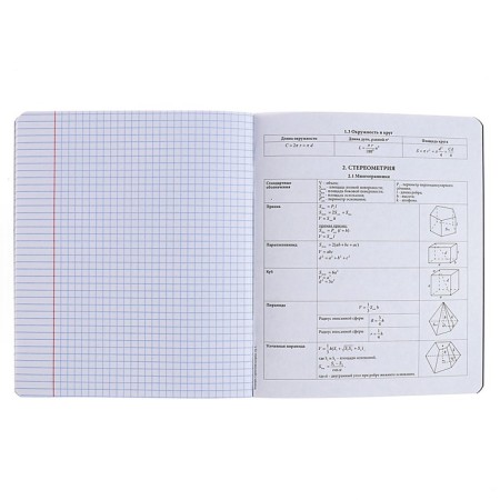 Subject notebook, 48 sheets, cells, geometry, erichkrause "Inscription", cardboard cover of Twin-lak, block offset 100%, information block-5