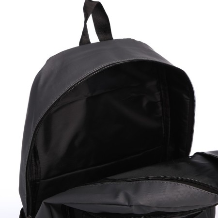 Youth backpack from textiles on lightning, waterproof, 3 pockets, color gray color-5