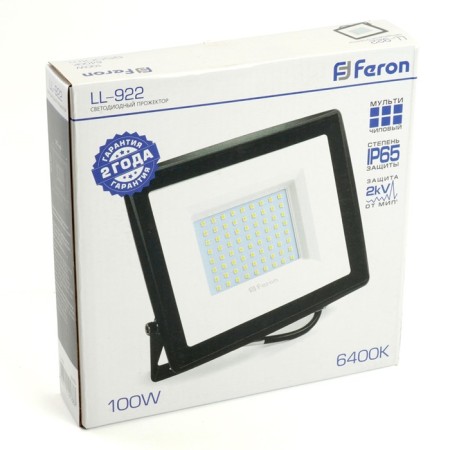 Feater LED Feron, LL-922, IP65, 100 W, 216x189x33 mm, glow cold white-7