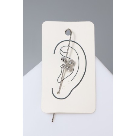 Earring "Kaff" pin, butterfly, white color in silver-2
