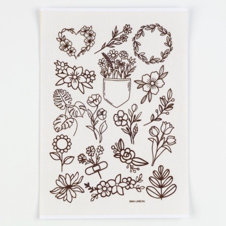 Water -soluble sticker for embroidery "flowers", 15*21 cm-2