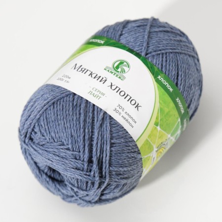 Yarn "soft cotton" 70% cotton, 30% nylon 220m/100g (022 jeans)-1