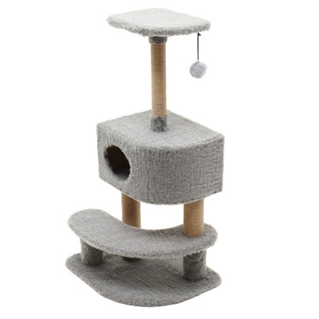 Complex for cats with a claw, corner, 3-level, 58 x 48 x 117 cm, gray-2