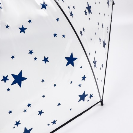 Umbrella - a semiautomatic “pattern” cane, 8 spokes, r = 54 cm, the color is transparent/blue-5