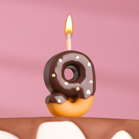 Candle in the cake "Chocolate glaze", number "9", 3.8 cm