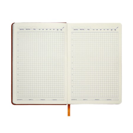 Leduced Diary A5, 140l, Cage, leatherette, elastic band, black cut, brown-11