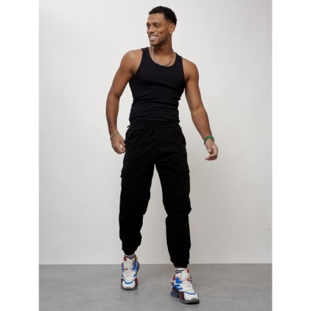 Cargo jeans male, size 56, black color-4